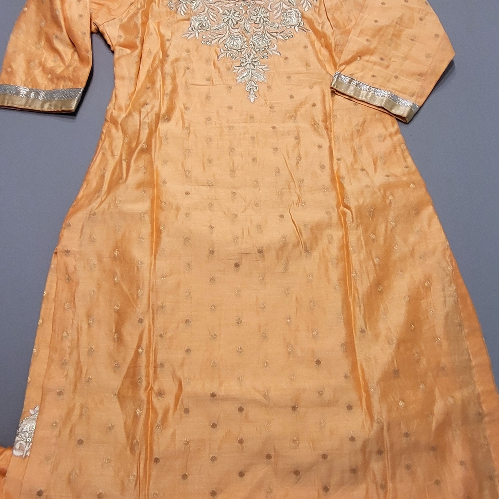 Ethnic Indian Wear Peach and Silver Dress